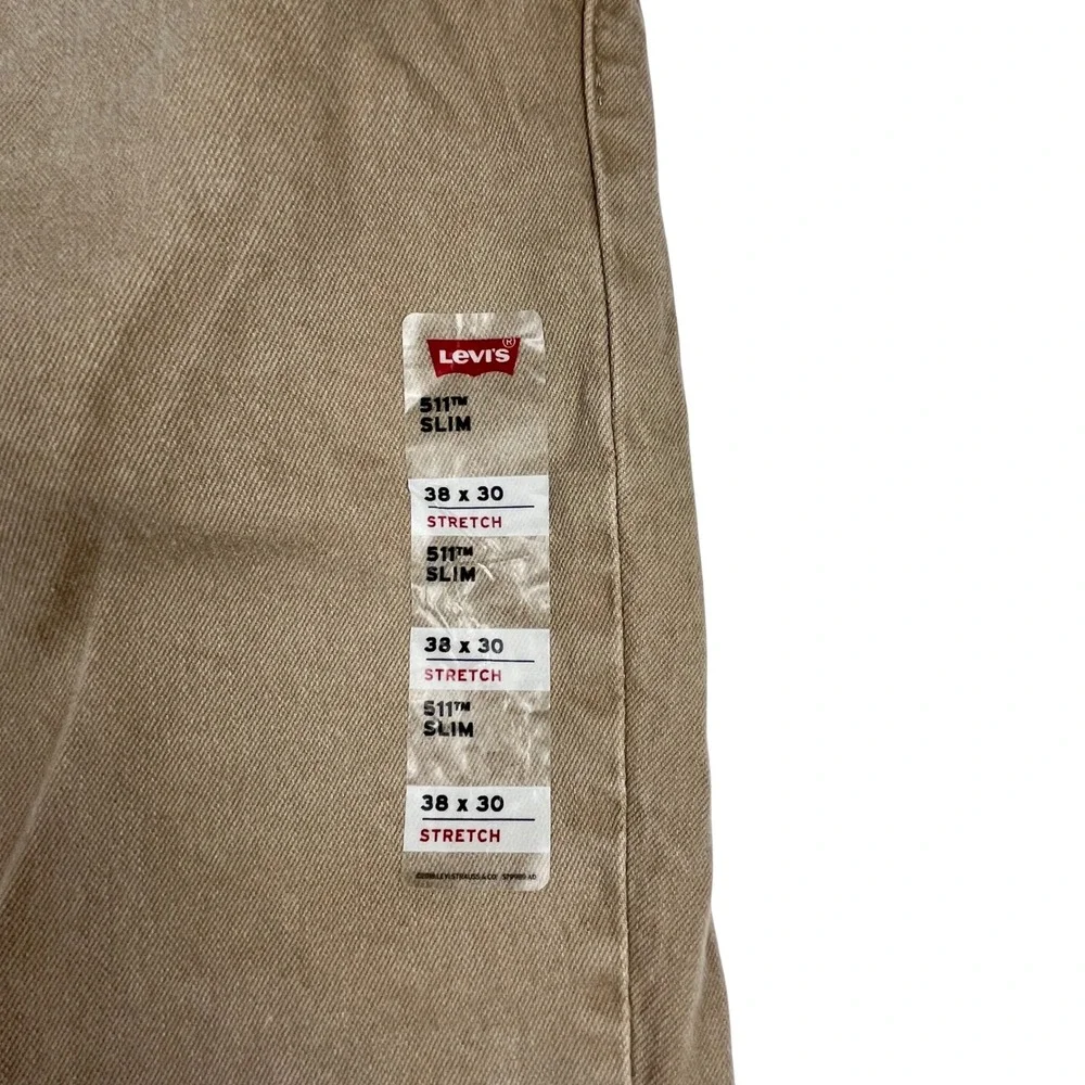 Levis 511 Slim Fit Stretch Jeans Pants Mens 38x30 Tan Khaki NWOT